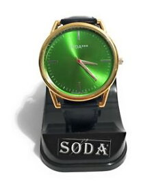 【送料無料】orologio soda vintage inox 43 mm quadrante green cint blu pelle soda5