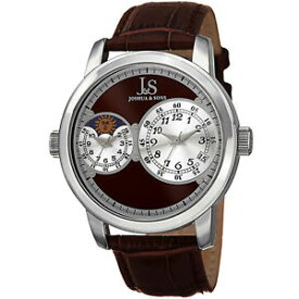 【送料無料】 mens joshua amp; sons js87br swiss quartz dual time ampm brown leather watch