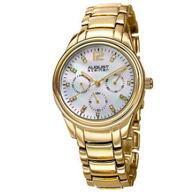 【送料無料】womens august steiner as8076yg elegant mother of pearl crystal bracelet watch