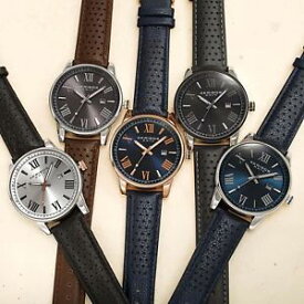 【送料無料】mens akriboss xxiv ak1048 quartz classic roman numeral leather strap watch