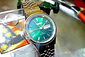 yzladies 28mm riquartz green ss ricoh 7 jewel quartz watch 7 wrist