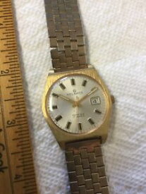 【送料無料】magnificent vintage mens helbros invincible gold watch 17 jewels amp; date works