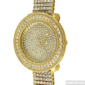 【送料無料】gold fully iced out fancy bezel luxury bling watch