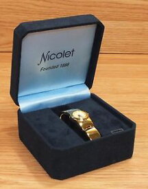 【送料無料】genuine nicolet nc2044 gold tone water resistant womens wrist watch *read*