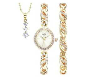 【送料無料】limit ladies gold coloured watch, pendant and bracelet set best gift for ladies