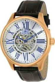 【送料無料】invicta vintage 23636 mens round analog roman numeral automatic leather watch