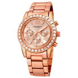 【送料無料】womens akribos xxiv ak943rg 24 hour indicator swarovski crystal bezel watch