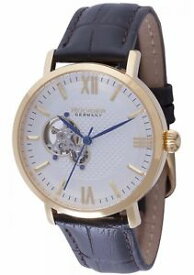 【送料無料】rudiger mens r350002001 stuttgart automatic gold ip brown leather wristwatch