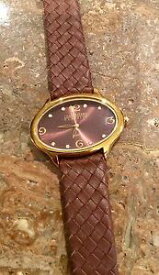 【送料無料】neues angebotjoan rivers classics collection beautiful brown woven leather strap watch