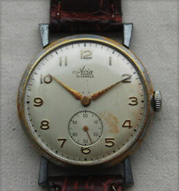 【送料無料】avia carved lugs sub seconds 15 jewels 1950s mens wrist watch