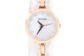 【送料無料】ladies bulova 98l207 rose goldtone stainless steel crystal accent mop watch