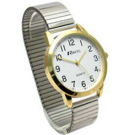 【送料無料】ravel mens easyread quartz watch with expanding bracelet 2tone 47 r0232231