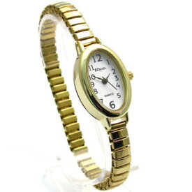 【送料無料】ravel ladies easy read oval quartz watch expanding bracelet gold 01 r0201012