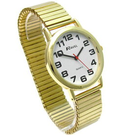 【送料無料】mens quartz watch by ravel with expanding bracelet goldtone 03