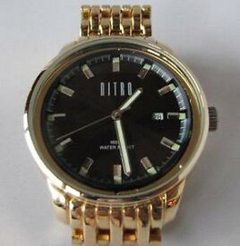 【送料無料】nitro quartz date watch with gold tone bracelet