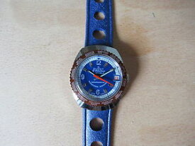 【送料無料】uhr watch blue duxot swiss made vintage nos neu datum brown worldtime ring
