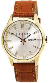 【送料無料】 ted baker mens dress analog goldtone watch brown leather strap 10023464