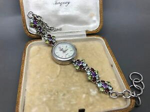 yzlovely garnet, amethyst amp; citrine solid silver ladies quartz watch