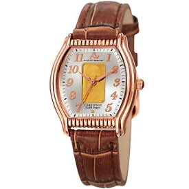 【送料無料】womens august steiner as8225rgbr certified 010g plate of pure gold strap watch