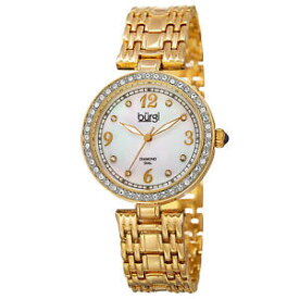 【送料無料】womens burgi bur136yg mother of pearl swarovski accented crystal bezel watch