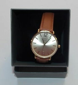 【送料無料】cachet of london mens wristwatch 37mm gold coloured case amp; leather strap nib