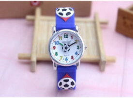 【送料無料】waterproof kids silicone wristwatches football quartz wristwatch stainless steel