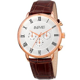 【送料無料】mens august steiner as8214rg two time zone date complication leather watch