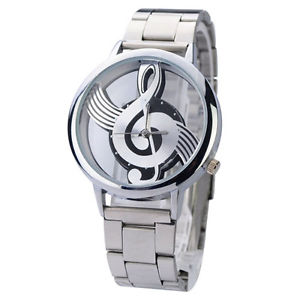 watch music note stainless steel case amp; strap quartz silver colour
