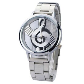 【送料無料】watch music note stainless steel case amp; strap quartz silver colour