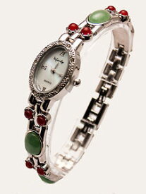 【送料無料】infinitywomens antique semi precious color stones links analog quartz watch