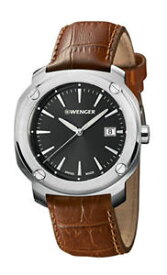 【送料無料】wenger mens edge index 100m stainless steelbrown leather watch 011141111