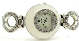 【送料無料】womens stylish silver tone cz bezel quartz bracelet wrist quartz watch