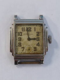 【送料無料】vintage 1930s mens white gold filled stepped case waltham watch as is
