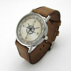 【送料無料】adventurer compass brown leather mens or womens steampunk watch