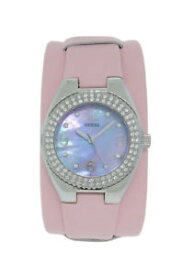 【送料無料】guess 90168l3 womens leather pink bund swarovski crystal mother of pearl watch