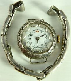 【送料無料】antique swiss silver wristwatch, silver expanding bracelet not in working order