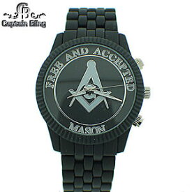 【送料無料】mens masonic watch elegant look brand captain bling watch wm 610