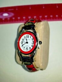 【送料無料】women vellacio quartz watch, water resistant silver and red oval