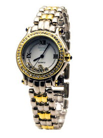 【送料無料】monduwomens goldsilver finish stones case links analog quartz watch