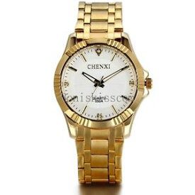 【送料無料】gold tone mens luxury sport case quartz stainless steel analog wrist watch