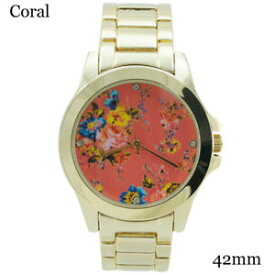 【送料無料】ladies floral print bracelet link watch 42mm