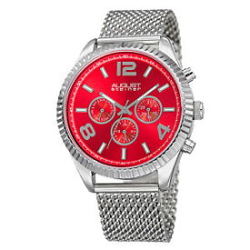 【送料無料】mens august steiner as8196rd two time zone date tachymeter mesh bracelet watch