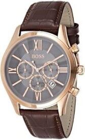 【送料無料】hugo boss hb1513198 gents ambassador rose gold chronograph leather strap watch
