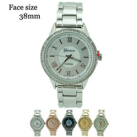 【送料無料】geneva platinum cz mop roman numerals bracelet watch 38mm