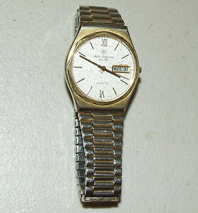 �y���������zvintage working jules jurgensen daydate goldtone mens quartz wrist watch 4533