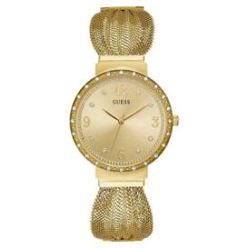 【送料無料】neues angebotguess womens chiffonladies gold 36mm steel case swiss quartz watch w1083l2