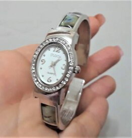 【送料無料】studio 1 silver abalone shell crystal small wrist watch cuff bracelet