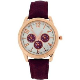 【送料無料】time collection analogue ladies girls chrono effect berry pu strap watch sec02b