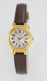 【送料無料】times square mop womens stainless gold brown leather quartz battery watch