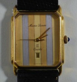 【送料無料】vintage maurice lacroix swiss quartz tank wristwatch tricolor stripes w box